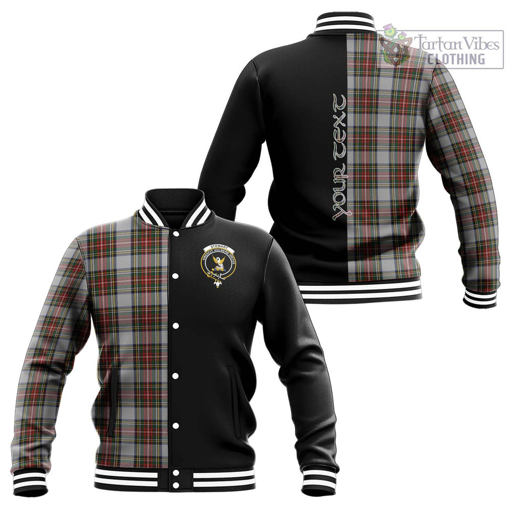 Stewart Dress Tartan Baseball Jacket with Family Crest and Half Of Me Style Unisex - Tartanvibesclothing Shop