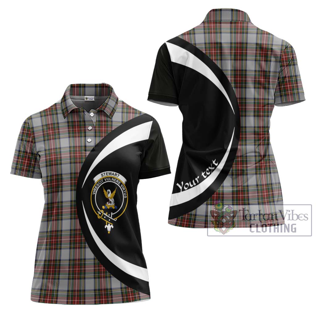 Stewart Dress Tartan Women's Polo Shirt with Family Crest Circle Style Women - Tartan Vibes Clothing