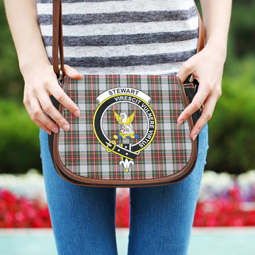 Stewart Dress Tartan Saddle Bag with Family Crest