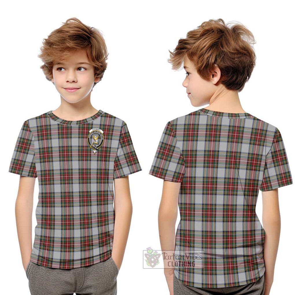 Stewart Dress Tartan Kid T-Shirt with Family Crest Youth XL Size14 - Tartanvibesclothing Shop