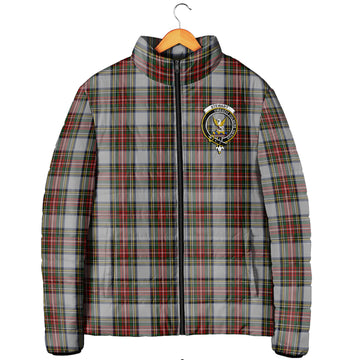 Stewart Dress Tartan Padded Jacket with Family Crest