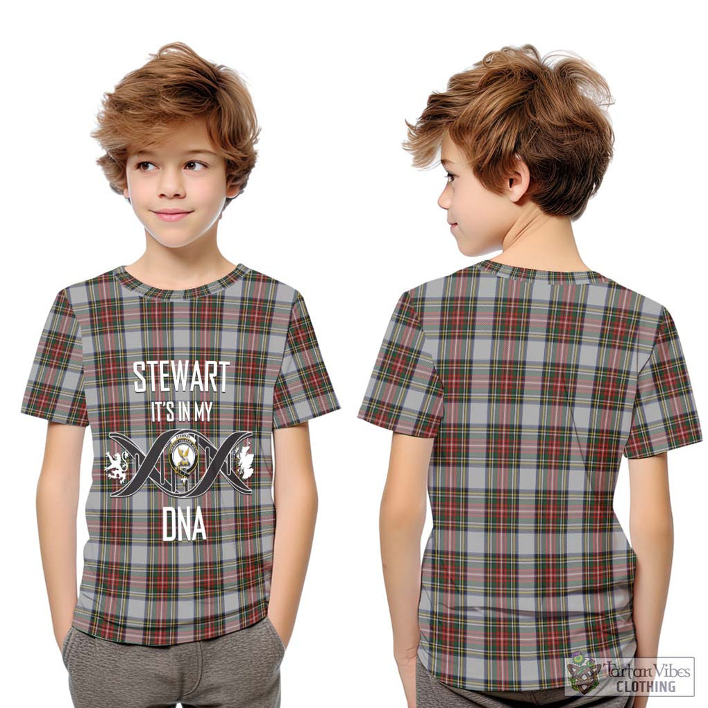 Stewart Dress Tartan Kid T-Shirt with Family Crest DNA In Me Style Youth XL Size14 - Tartanvibesclothing Shop