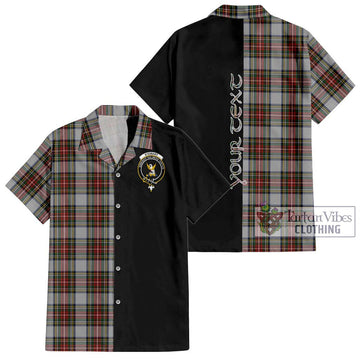 Stewart Dress Tartan Short Sleeve Button Shirt with Family Crest and Half Of Me Style