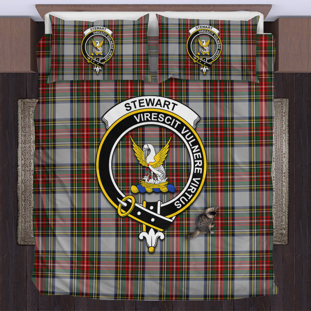 Stewart Dress Tartan Bedding Set with Family Crest US Bedding Set - Tartan Vibes Clothing