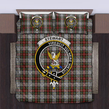 Stewart Dress Tartan Quilt Bed Set with Family Crest