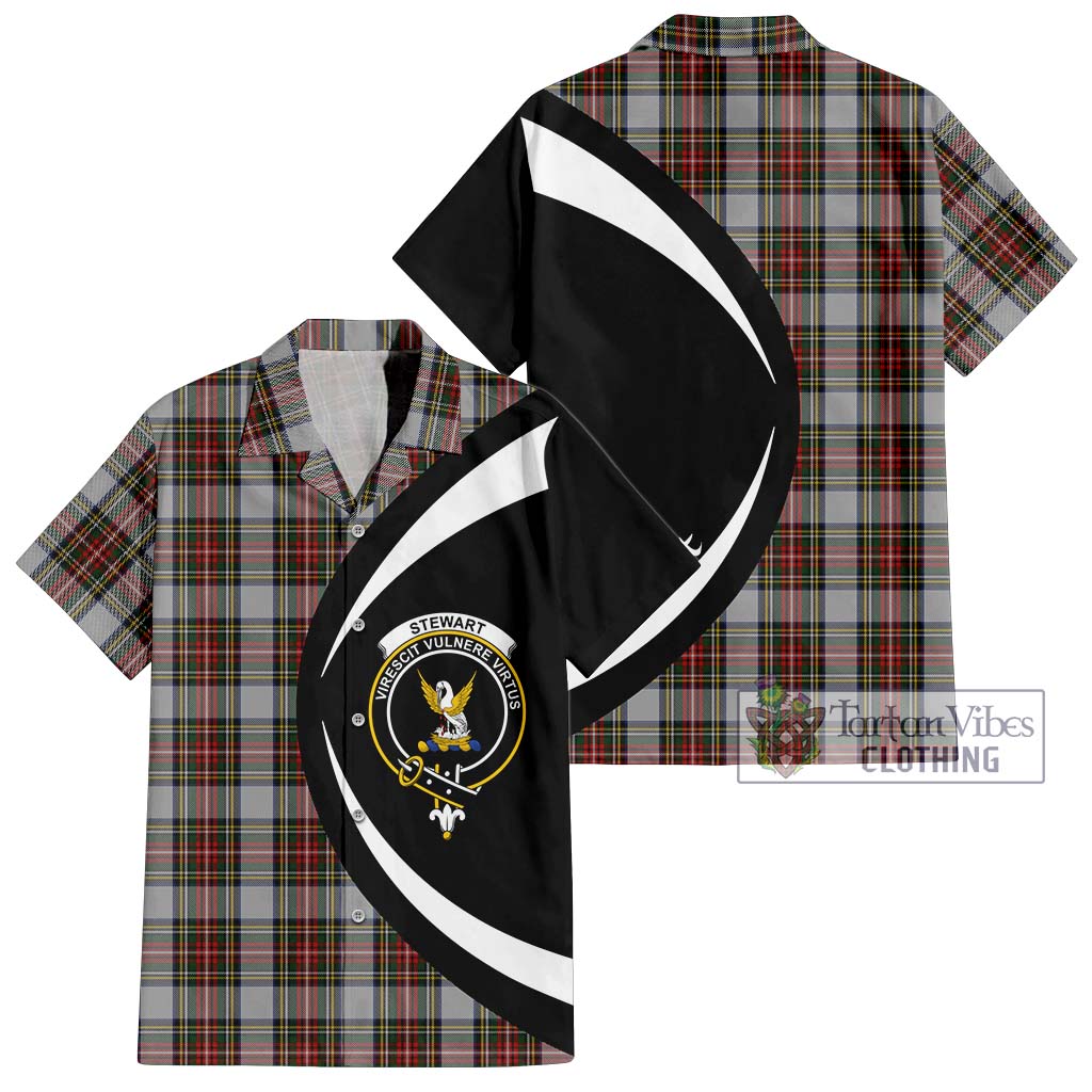 Stewart Dress Tartan Short Sleeve Button Up with Family Crest Circle Style Kid - Tartan Vibes Clothing