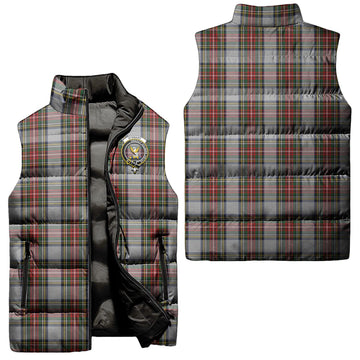 Stewart Dress Tartan Sleeveless Puffer Jacket with Family Crest