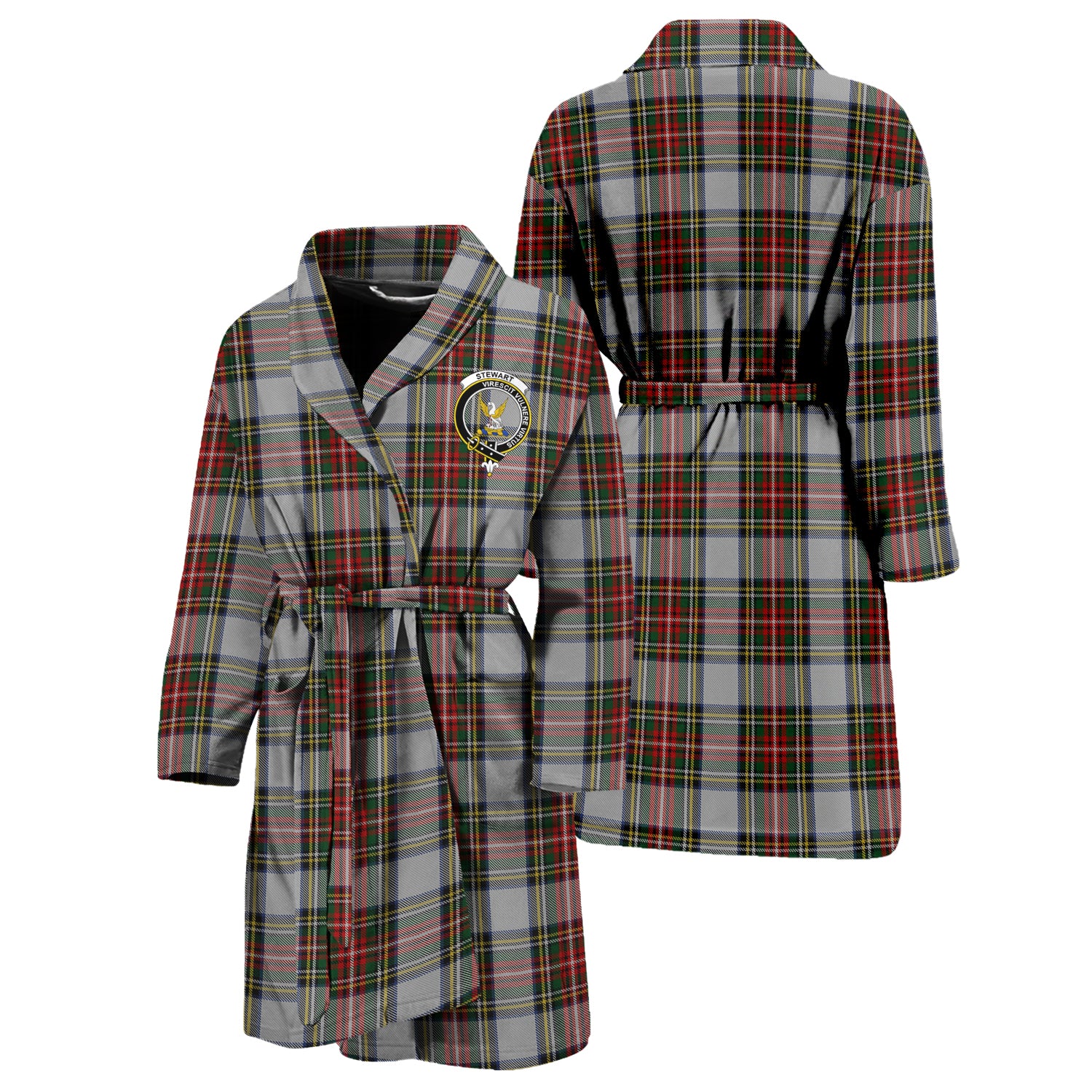 Stewart Dress Tartan Bathrobe with Family Crest Unisex S - Tartan Vibes Clothing