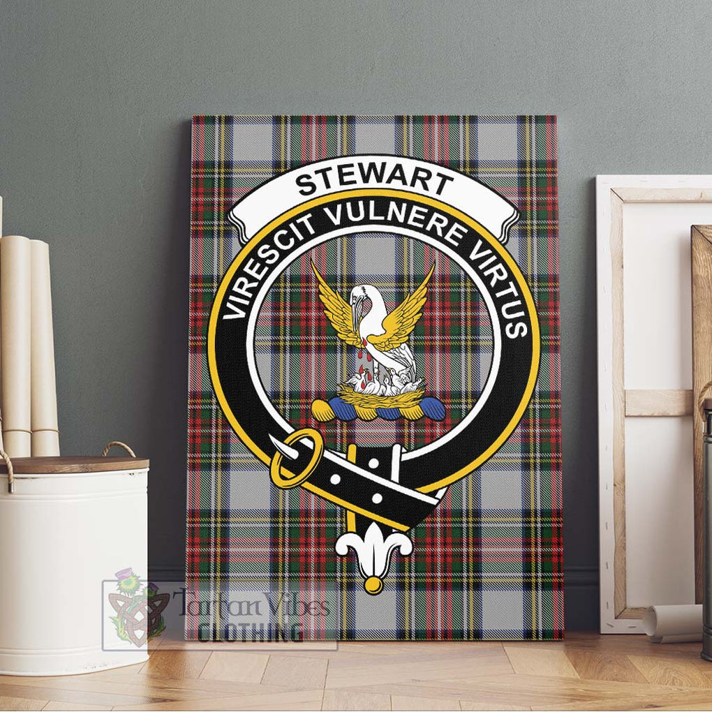 Stewart Dress Tartan Canvas Print Wall Art with Family Crest Without Frame - Tartan Vibes Clothing