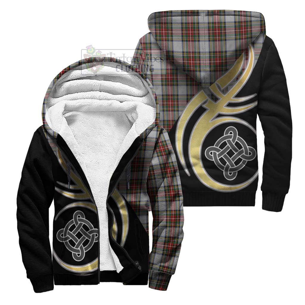 Stewart Dress Tartan Sherpa Hoodie with Family Crest and Celtic Symbol Style Unisex S - Tartan Vibes Clothing