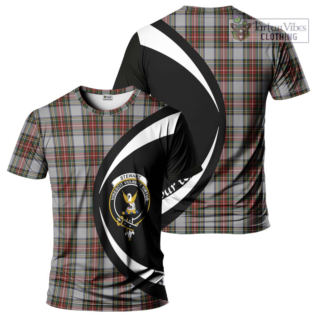 Tartan Vibes Clothing Stewart Dress Tartan T-Shirt with Family Crest Circle Style