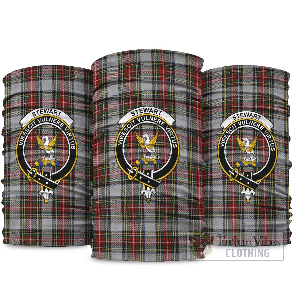 Stewart Dress Tartan Neck Gaiters, Tartan Bandanas, Tartan Head Band with Family Crest