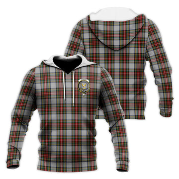 Stewart Dress Tartan Knitted Hoodie with Family Crest