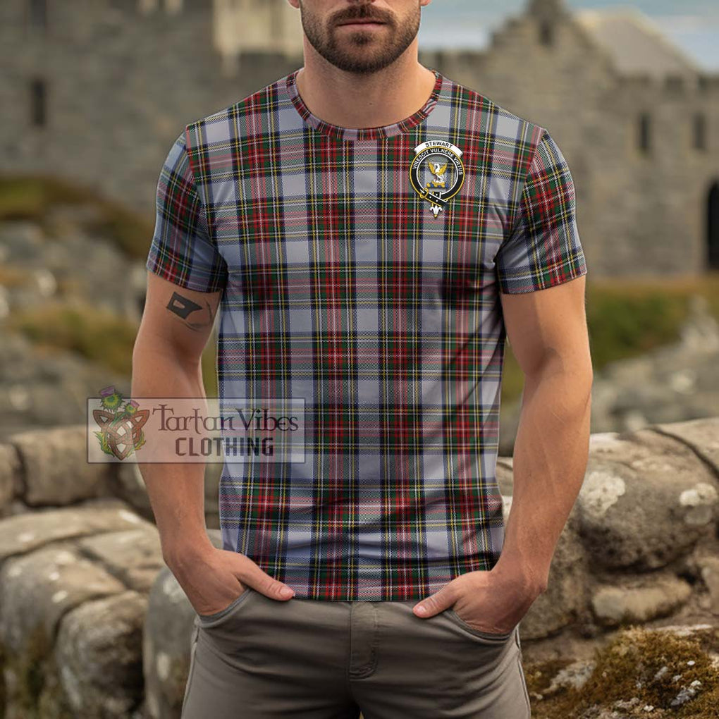 Stewart Dress Tartan Cotton T-Shirt with Family Crest Men's Shirt - Tartanvibesclothing Shop