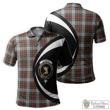 Stewart Dress Tartan Men's Polo Shirt with Family Crest Circle Style