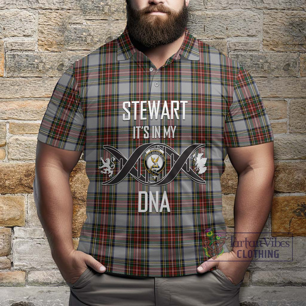 Stewart Dress Tartan Polo Shirt with Family Crest DNA In Me Style Kid - Tartanvibesclothing Shop