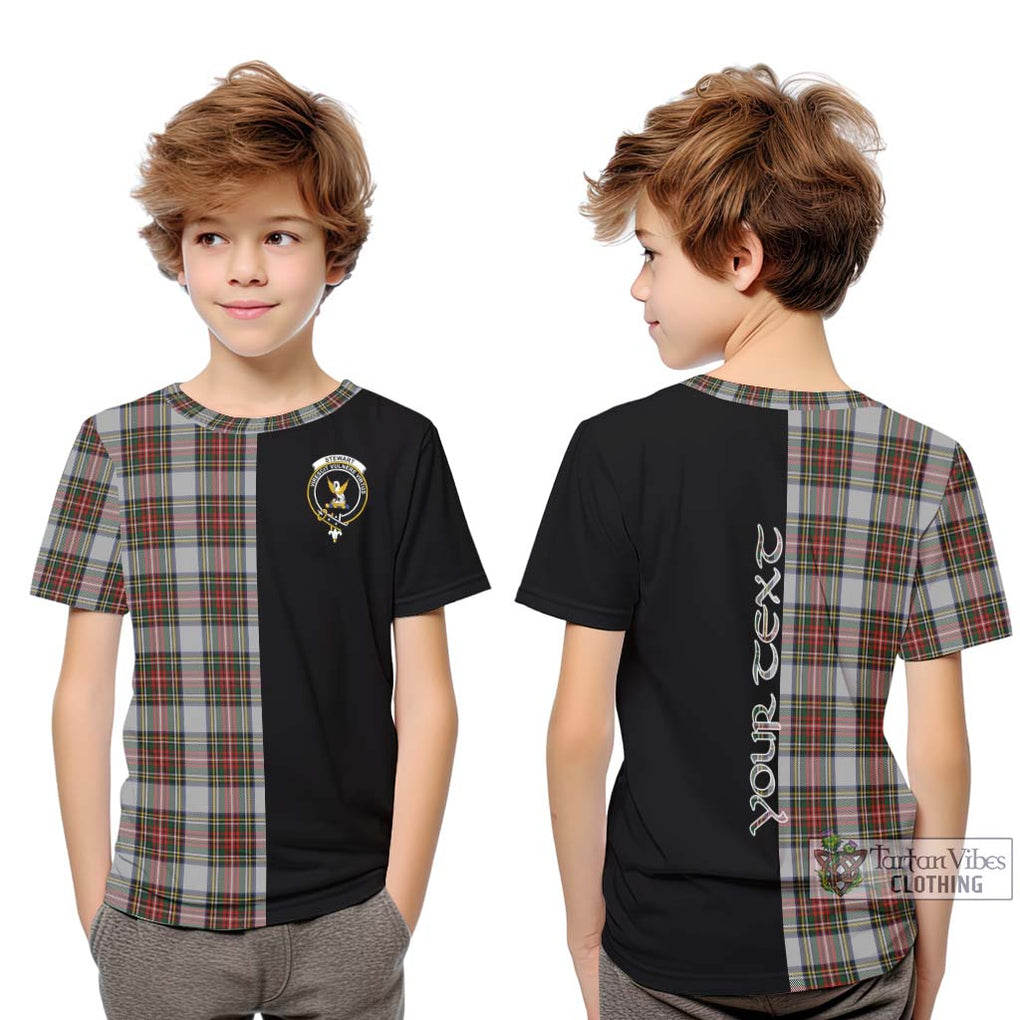 Stewart Dress Tartan Kid T-Shirt with Family Crest and Half Of Me Style Youth XL Size14 - Tartanvibesclothing Shop