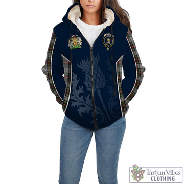 Stewart Dress Tartan Sherpa Hoodie with Family Crest and Scottish Thistle Vibes Sport Style