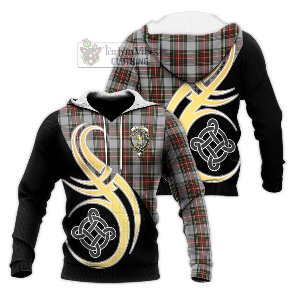 Stewart Dress Tartan Knitted Hoodie with Family Crest and Celtic Symbol Style Unisex Knitted Pullover Hoodie - Tartan Vibes Clothing