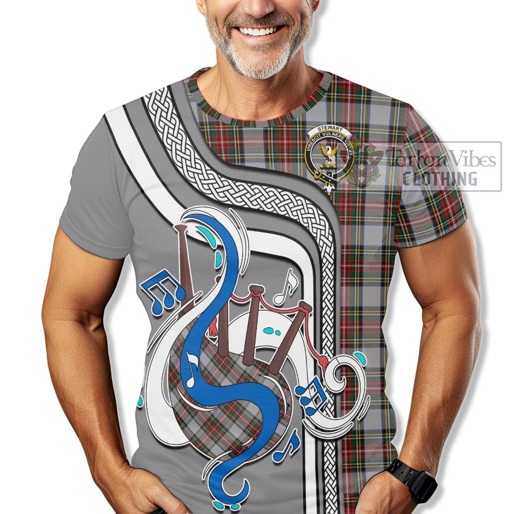 Stewart Dress Tartan T-Shirt with Epic Bagpipe Style Kid's Shirt - Tartanvibesclothing Shop