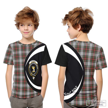 Stewart Dress Tartan Kid T-Shirt with Family Crest Circle Style