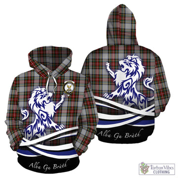 Stewart Dress Tartan Hoodie with Alba Gu Brath Regal Lion Emblem