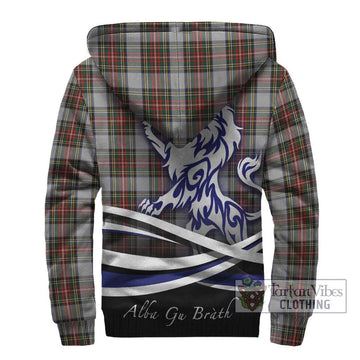 Stewart Dress Tartan Sherpa Hoodie with Alba Gu Brath Regal Lion Emblem