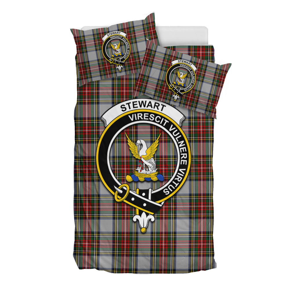 Stewart Dress Tartan Bedding Set with Family Crest - Tartan Vibes Clothing