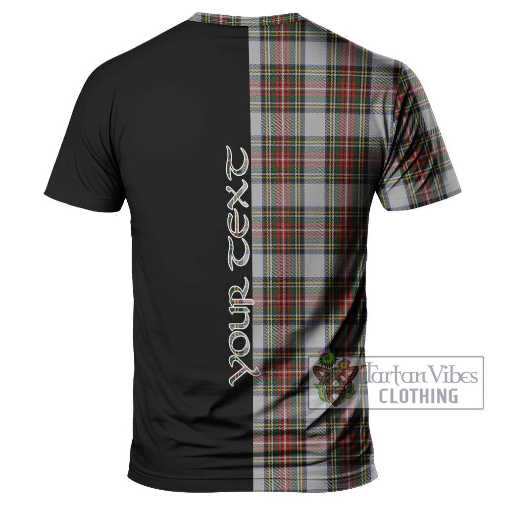 Stewart Dress Tartan T-Shirt with Family Crest and Half Of Me Style - Tartanvibesclothing Shop