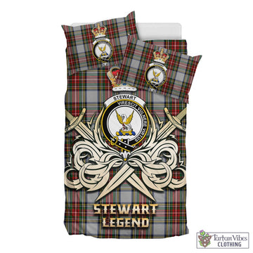 Stewart Dress Tartan Bedding Set with Clan Crest and the Golden Sword of Courageous Legacy