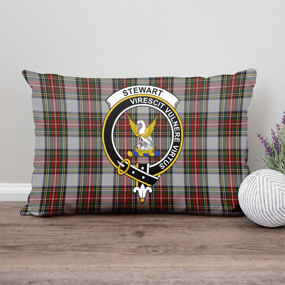 Stewart Dress Tartan Pillow Cover with Family Crest Rectangle Pillow Cover - Tartanvibesclothing