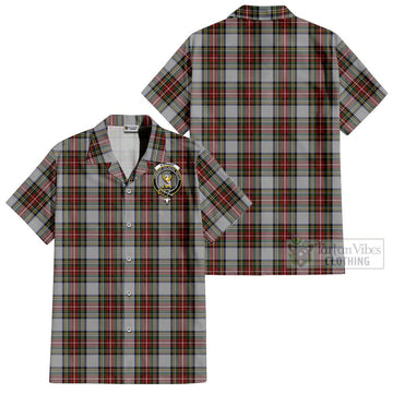 Stewart Dress Tartan Cotton Hawaiian Shirt with Family Crest