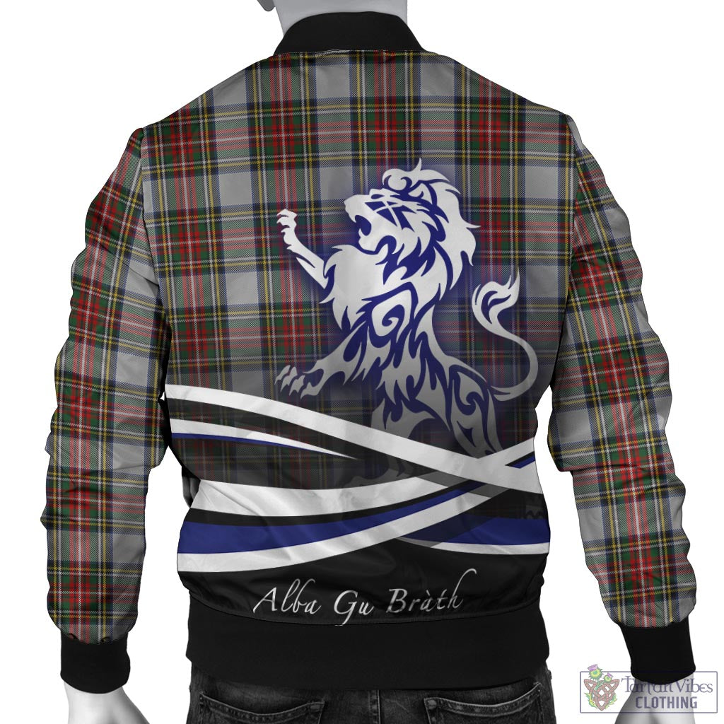 Tartan Vibes Clothing Stewart Dress Tartan Bomber Jacket with Alba Gu Brath Regal Lion Emblem