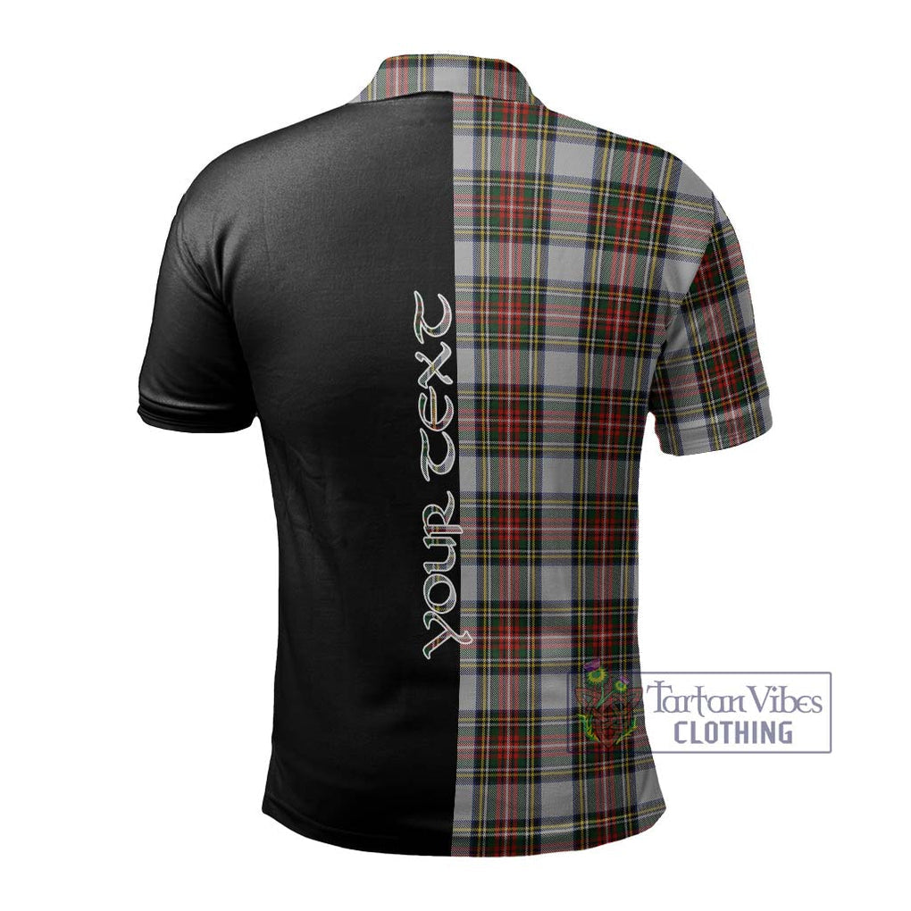 Stewart Dress Tartan Polo Shirt with Family Crest and Half Of Me Style - Tartanvibesclothing Shop