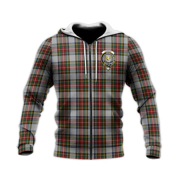 Stewart Dress Tartan Knitted Hoodie with Family Crest