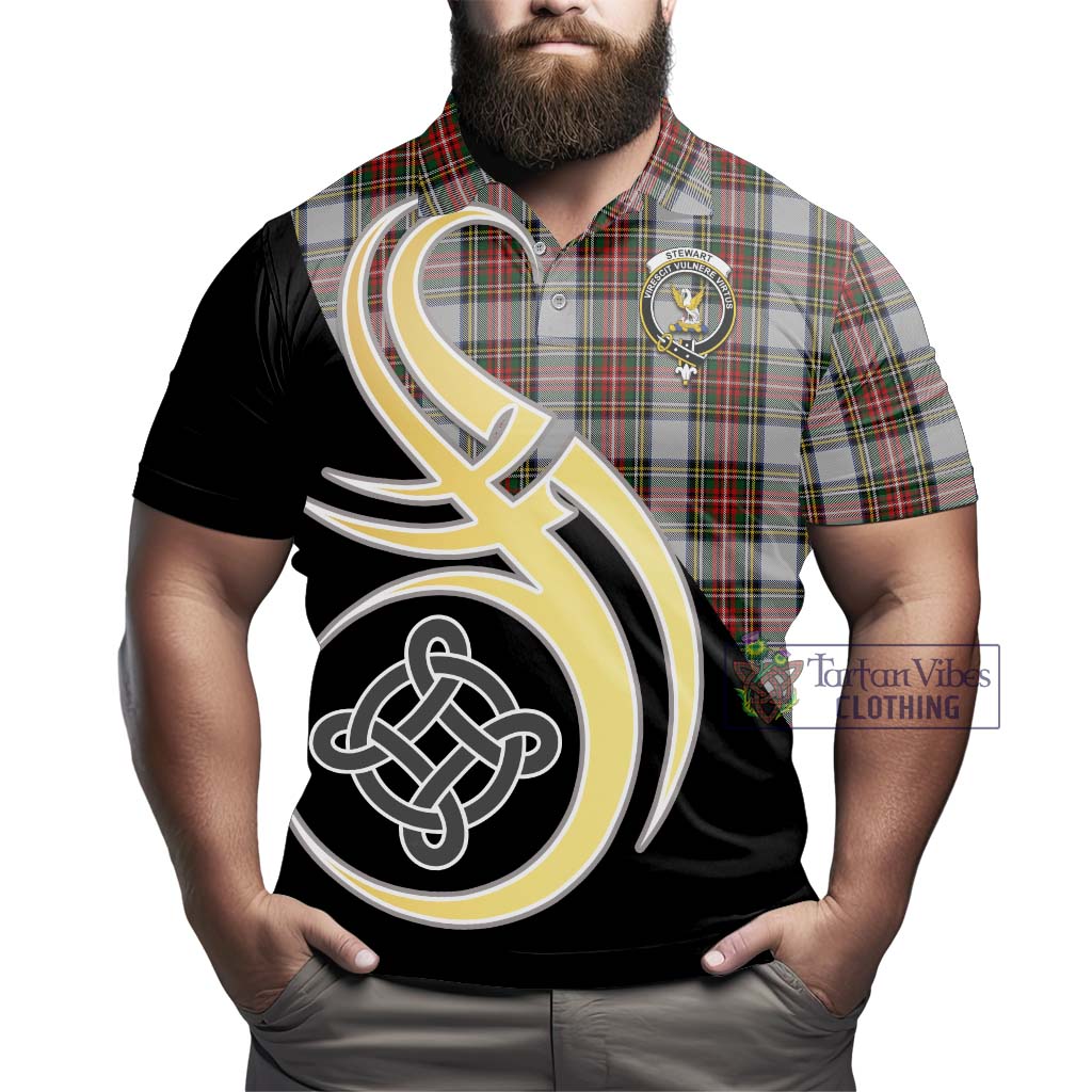 Tartan Vibes Clothing Stewart Dress Tartan Polo Shirt with Family Crest and Celtic Symbol Style