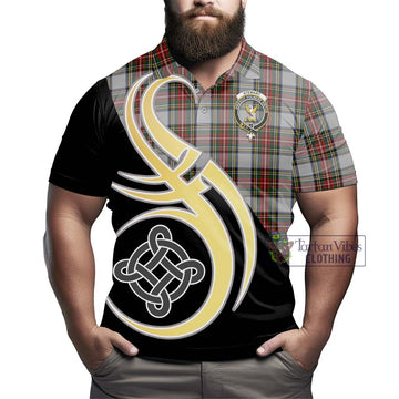 Stewart Dress Tartan Polo Shirt with Family Crest and Celtic Symbol Style