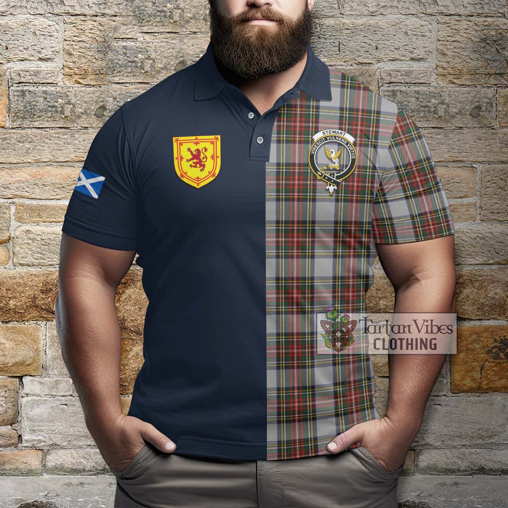 Tartan Vibes Clothing Stewart Dress Tartan Polo Shirt with Scottish Lion Royal Arm Half Style