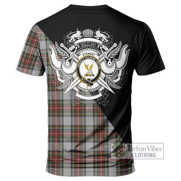 Stewart Dress Tartan T-Shirt with Family Crest and Military Logo Style