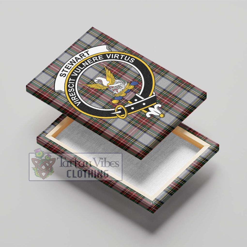 Stewart Dress Tartan Canvas Print Wall Art with Family Crest - Tartan Vibes Clothing