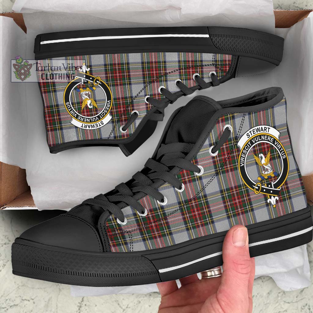 Tartan Vibes Clothing Stewart Dress Tartan High Top Shoes with Family Crest