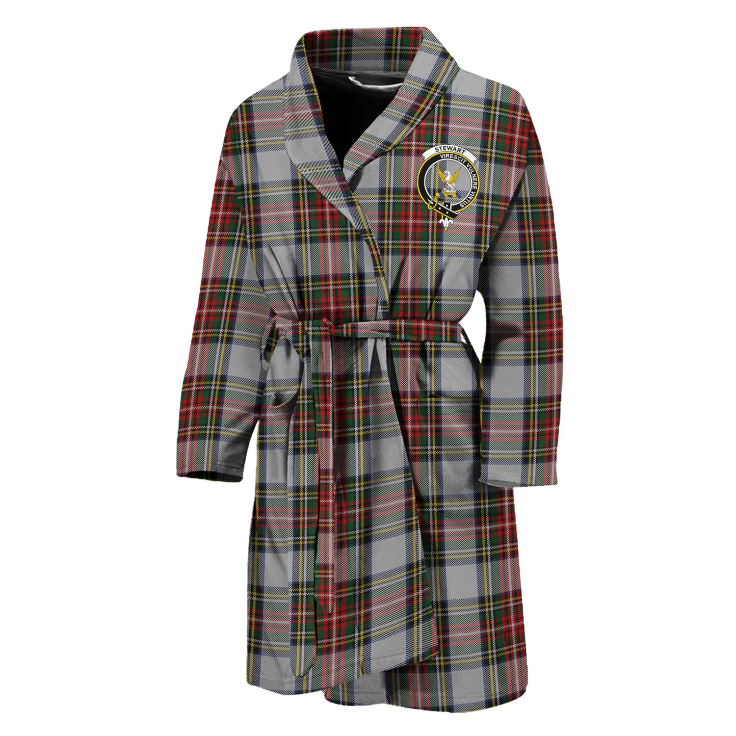 Stewart Dress Tartan Bathrobe with Family Crest Unisex M - Tartan Vibes Clothing