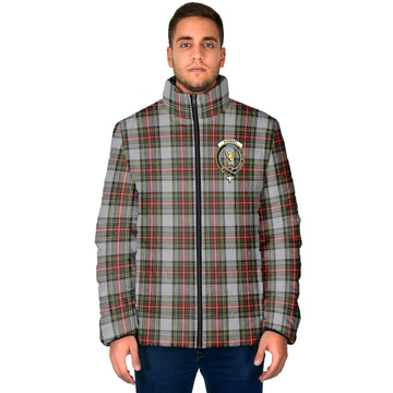 Stewart Dress Tartan Padded Jacket with Family Crest