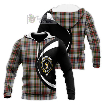 Stewart Dress Tartan Knitted Hoodie with Family Crest Circle Style