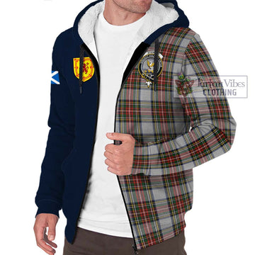 Stewart Dress Tartan Sherpa Hoodie Alba with Scottish Lion Royal Arm Half Style