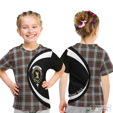 Stewart Dress Tartan Kid T-Shirt with Family Crest Circle Style