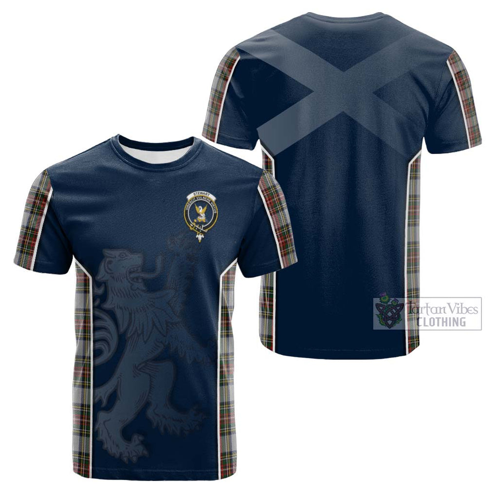 Tartan Vibes Clothing Stewart Dress Tartan Cotton T-shirt with Family Crest and Lion Rampant Vibes Sport Style