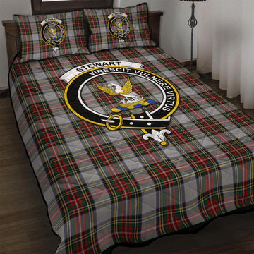 Stewart Dress Tartan Quilt Bed Set with Family Crest