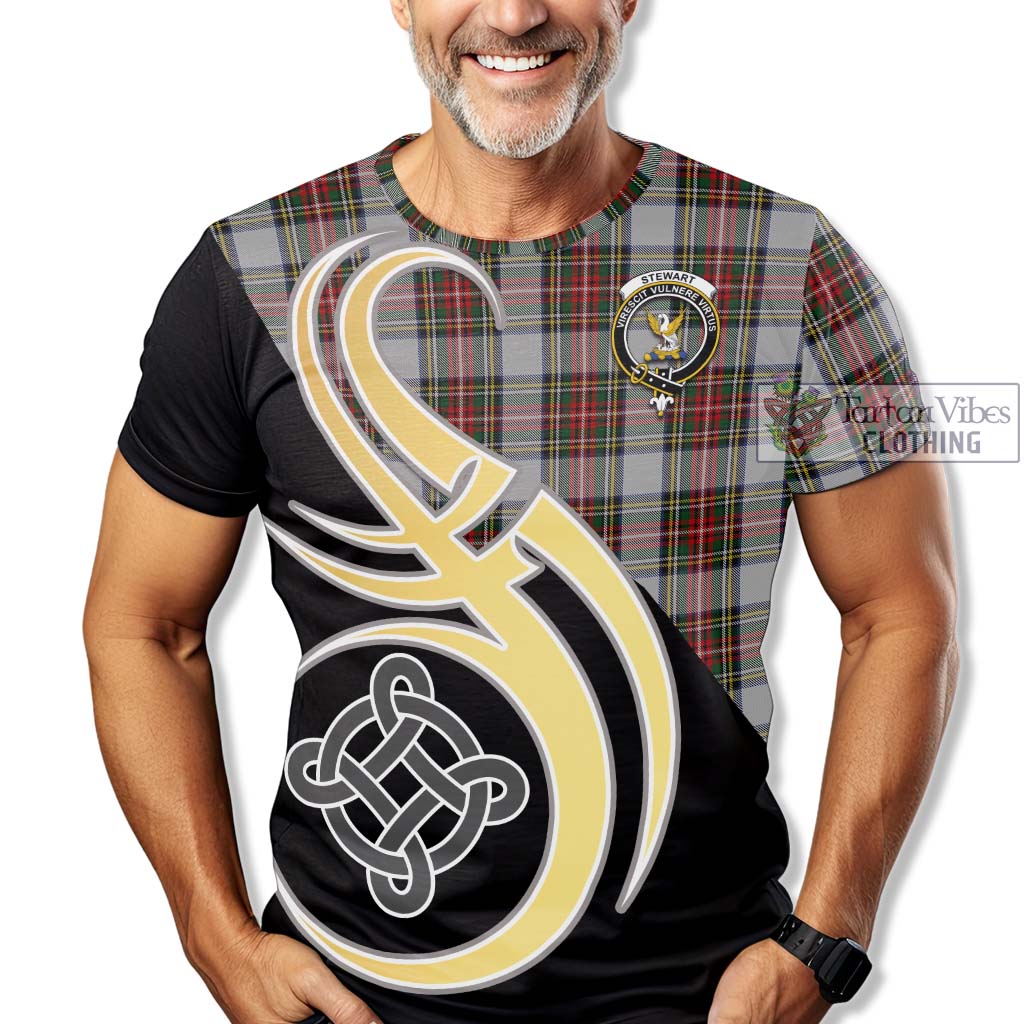 Tartan Vibes Clothing Stewart Dress Tartan T-Shirt with Family Crest and Celtic Symbol Style