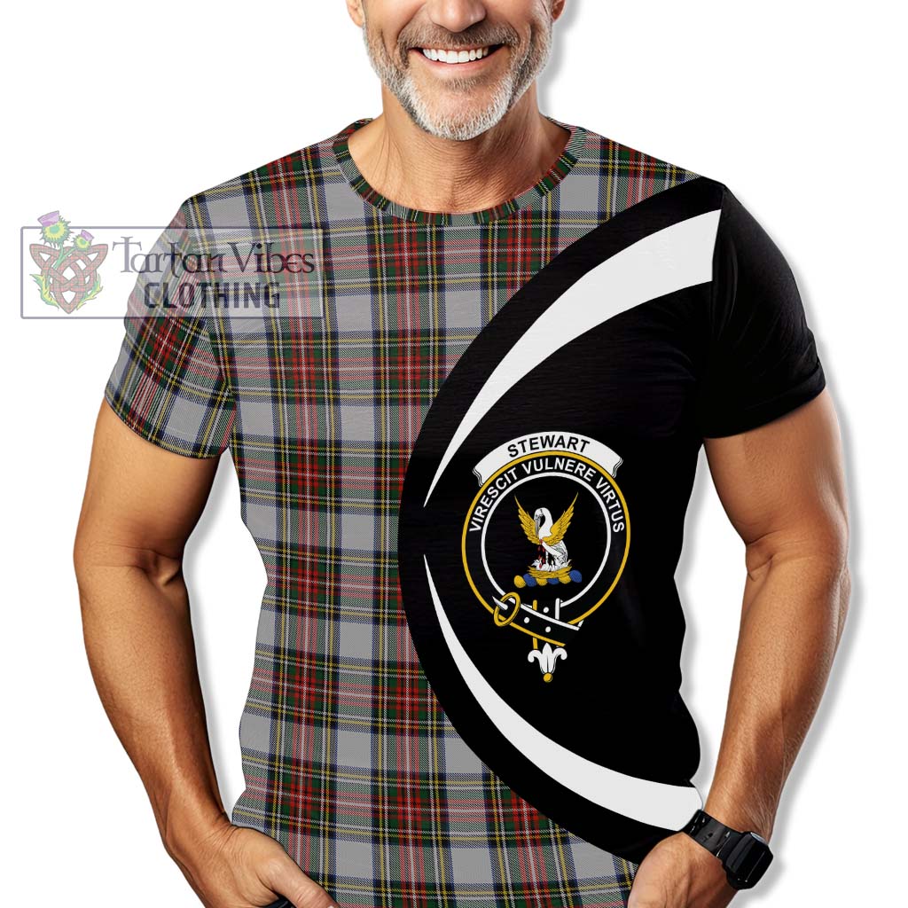 Tartan Vibes Clothing Stewart Dress Tartan T-Shirt with Family Crest Circle Style